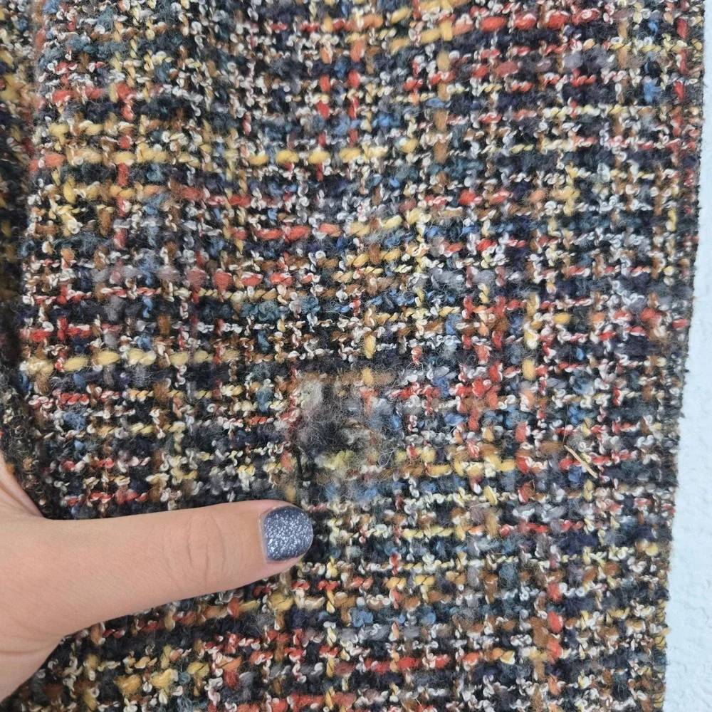 Double D Ranch Wool Blend Tweed Scarf Multi Color Fringed Made in USA
